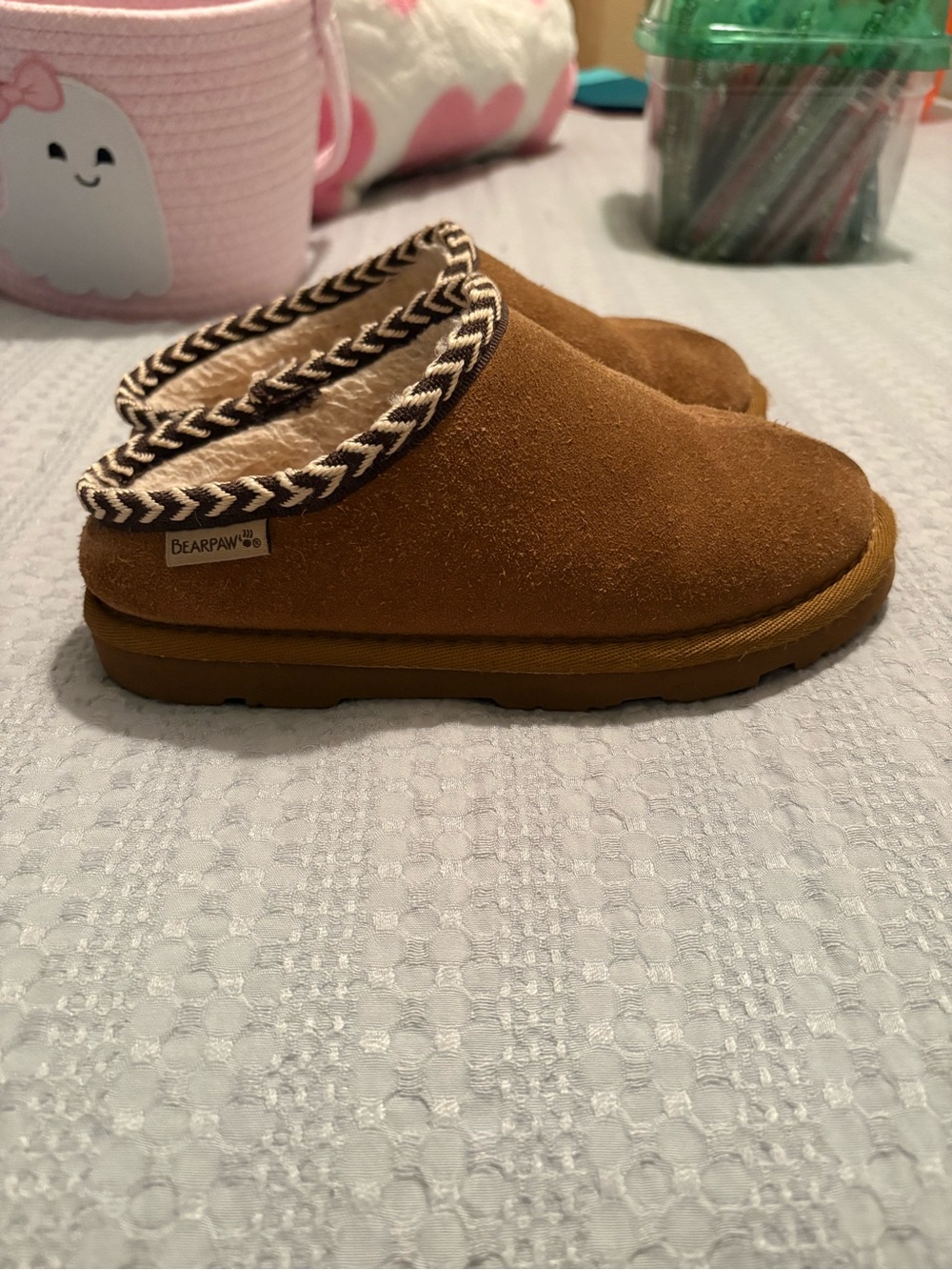 BearPaw Kids Chestnut Suede Cozy Slip-On Clog